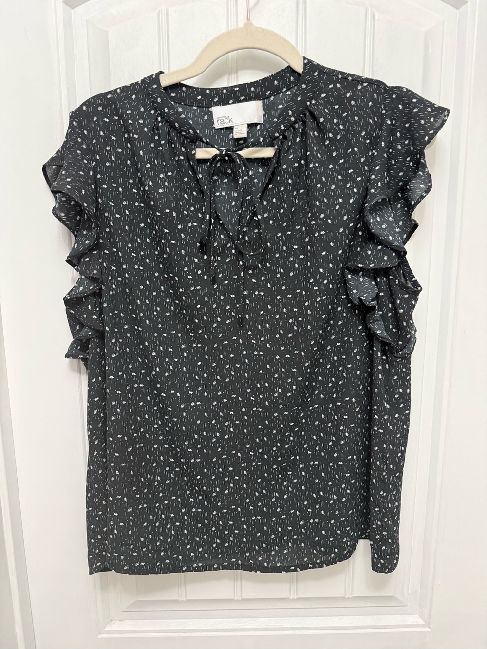 Nordstrom Rack Sleeveless Blouse Black White Dot Womens Size Medium (17-9)